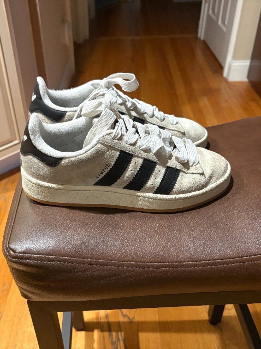 Adidas Campus Women's Size 9 Cream Black Suede Gum Sole Sneakers